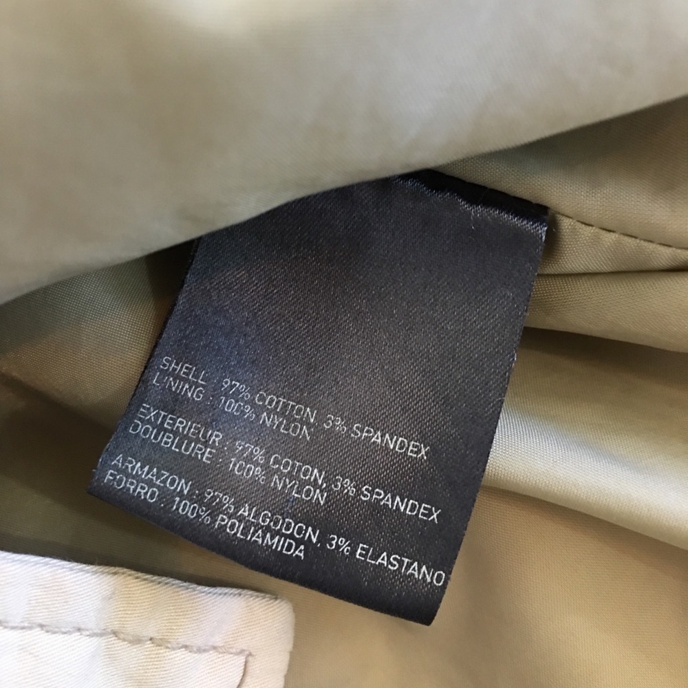 Classic Stretch Liz Claiborne Tan Lined Crop Trench Coat Jacket - Picture 9 of 9